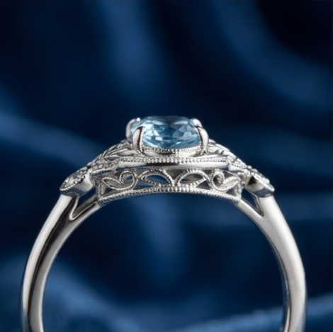 Celestial Serenade Aquamarine Heritage Ring