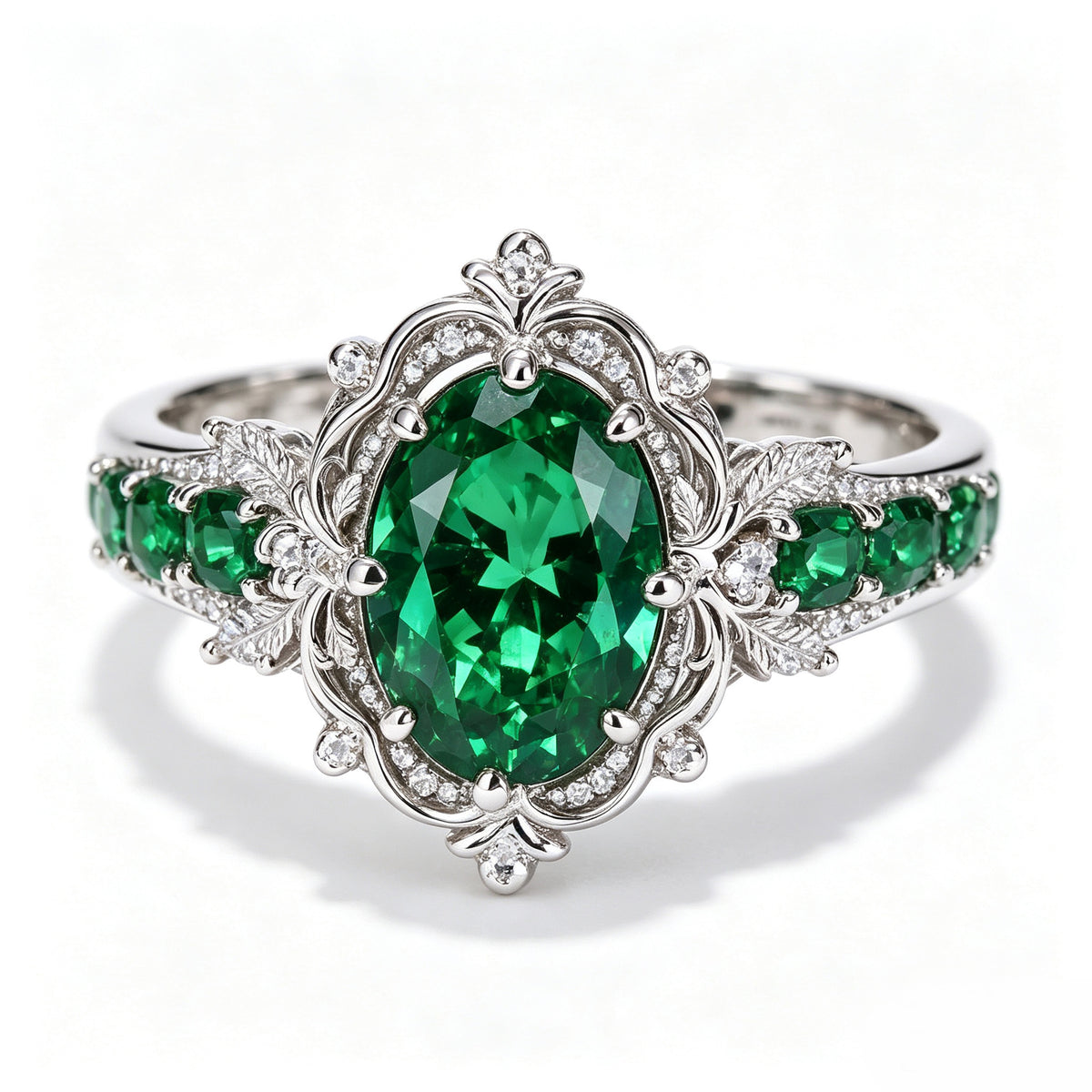 Celestial Emerald Botanical Vintage Ring