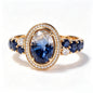 Celestial Midnight Blue Gold Halo Ring