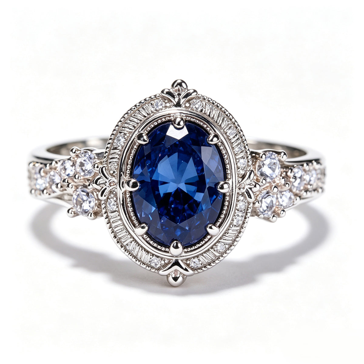 Celestial Royal Sapphire Art Deco Ring