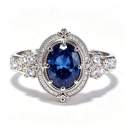Celestial Royal Sapphire Art Deco Ring