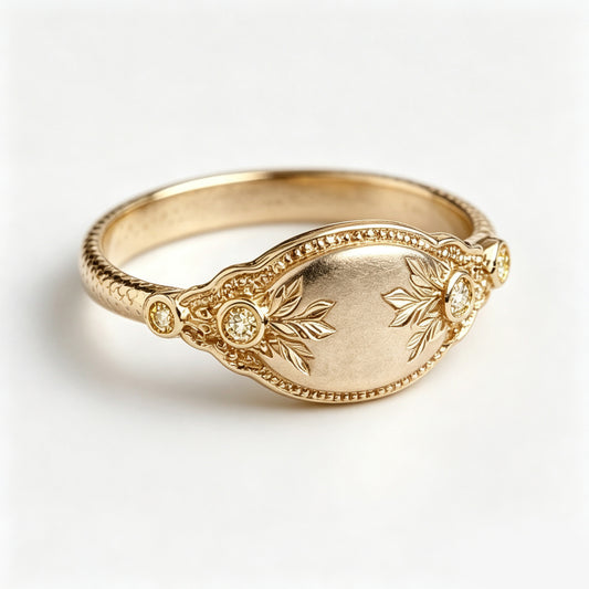 Celestial Golden Heirloom Signet Ring