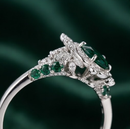Celestial Emerald Botanical Vintage Ring
