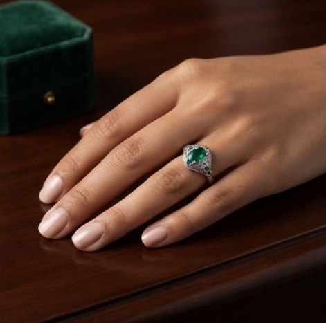 Celestial Emerald Heritage Ring